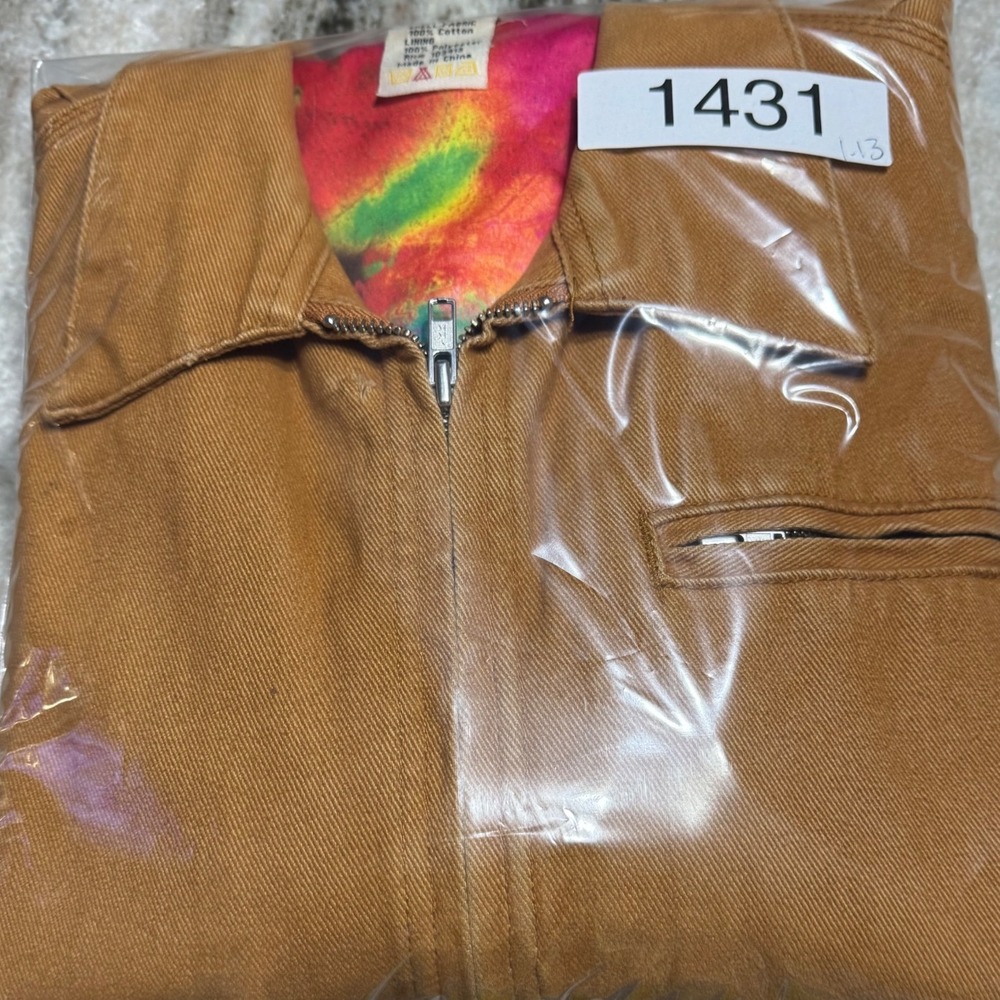 VTG Ethyl Canvas Jacket Womens Small Tie Dye Cowgirl Lining Tan Cotton Workwear - Picture 10 of 10